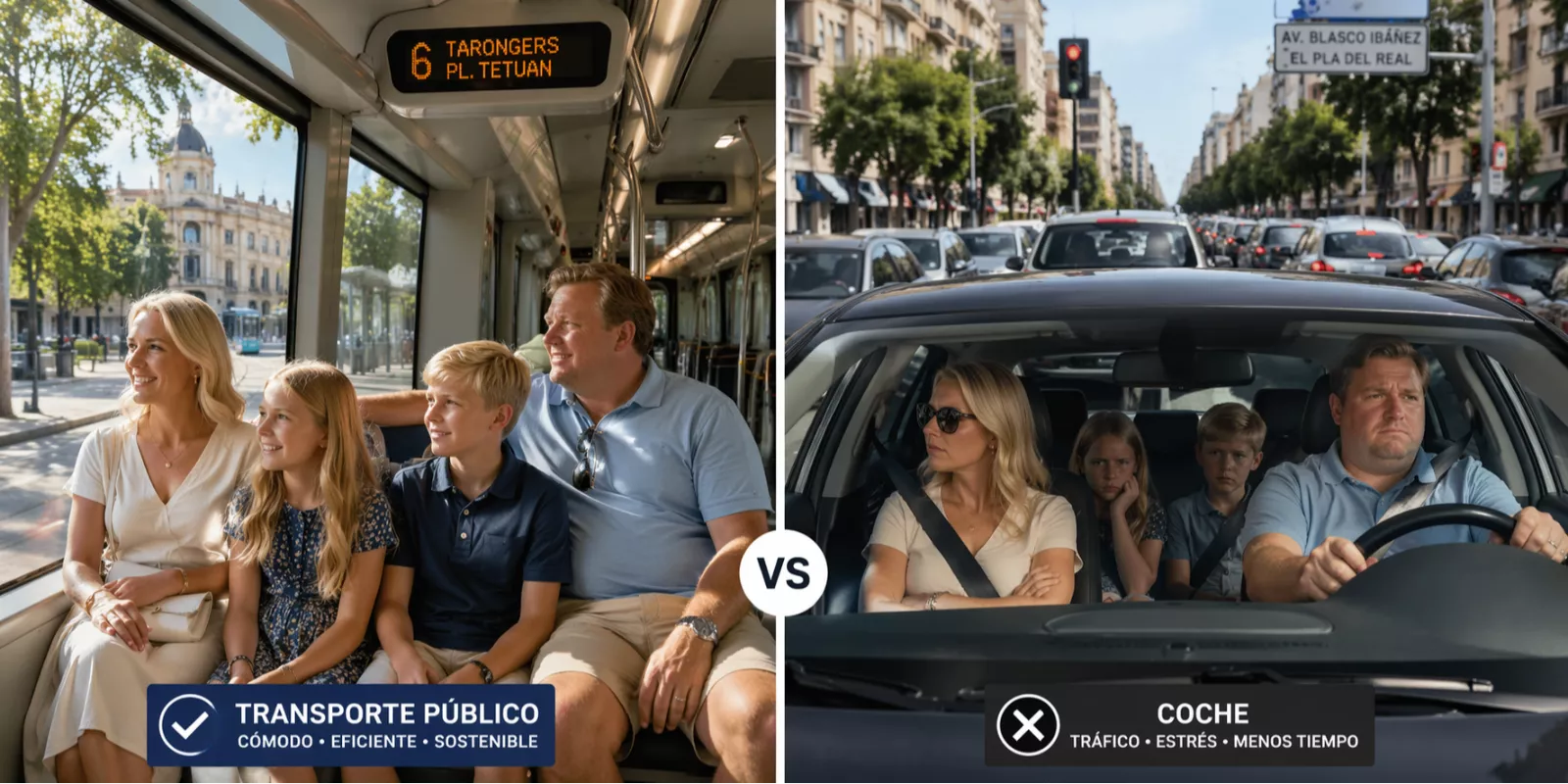 Transporte público en El Pla del Real de Valencia vs coche en 2026: qué eligen realmente las familias internacionales para vivir mejor